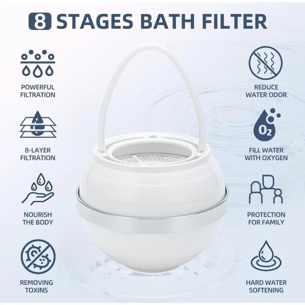 Bath Filter for Tub - 8 Stages Bath Water Filter for Tub Faucet, Hard Water, NEW